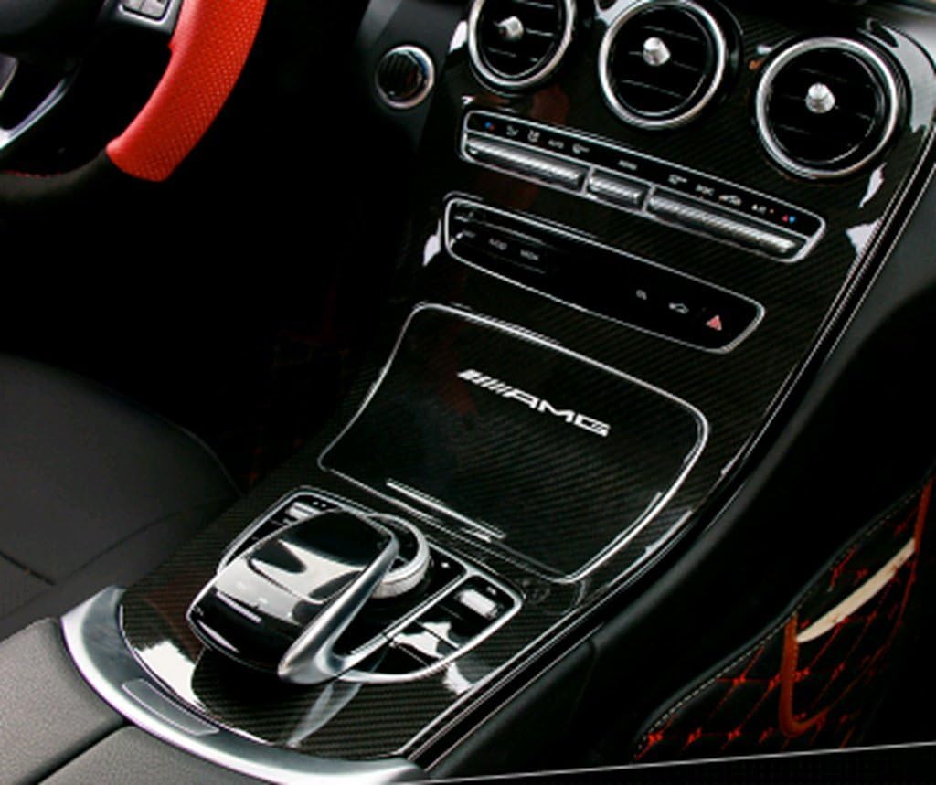 New Carbon Fiber Center Control Cover for Mercedes Benz C-Class Sedan W205 2014-2018 C180 C200 C220 C250 C300 C350 (No Time Clock, No Red Line)