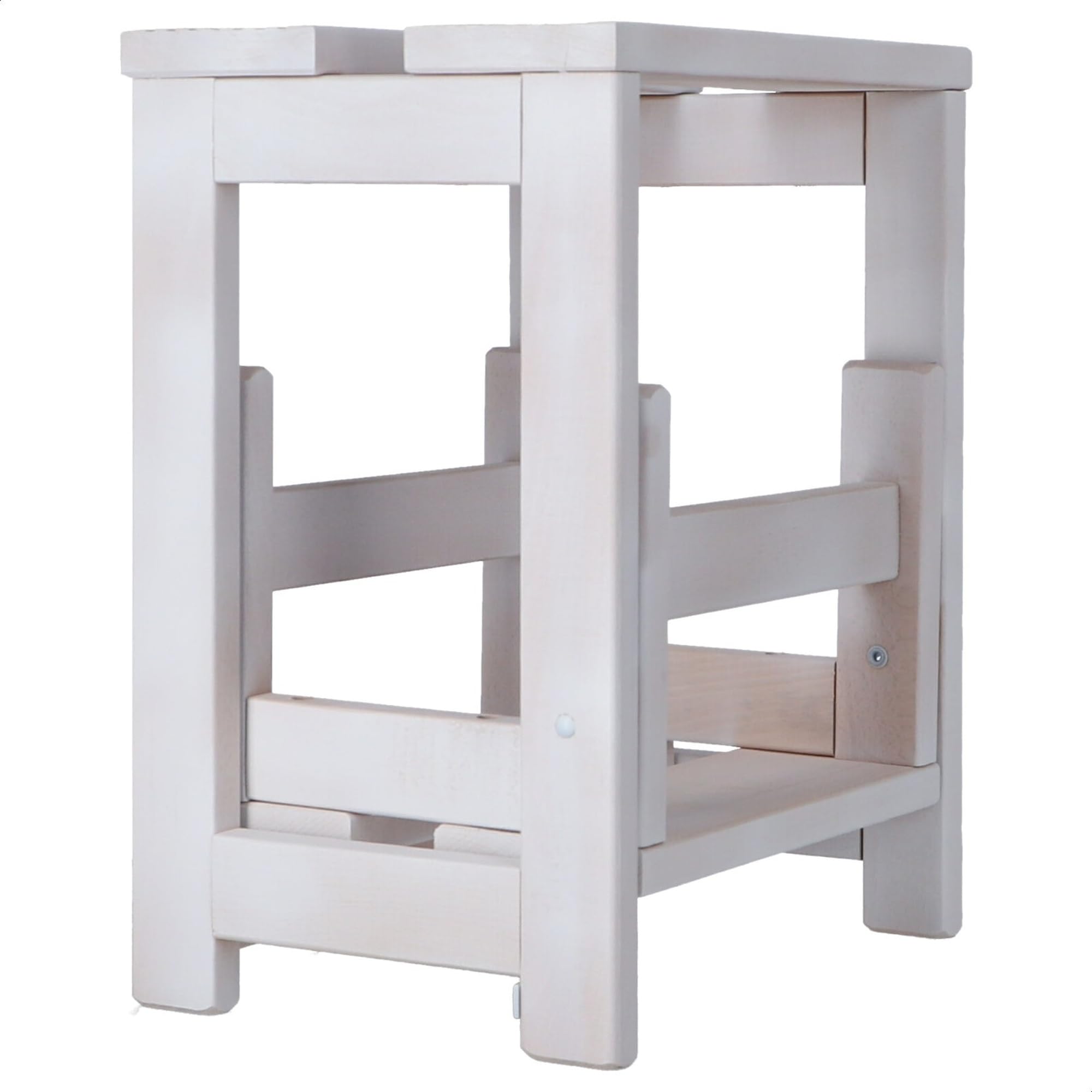 WELL HOME MOBILIARIO & DECORACIÓN Tritthocker mit 2 Stufen, aus Holz, weiß, 32 x 23 x 40 cm