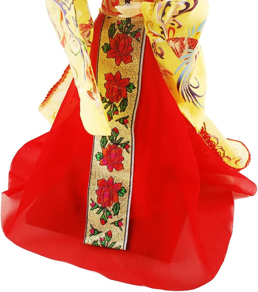 12 Inch Chinese Traditional Handicraft Silk Figurine Collectible Chinese Ancient Character Ornaments for Home Decoration(Yellow)