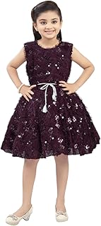 Aarika Girls Gajri Colour Sequin Embellished Winter Fur Frock Price In India