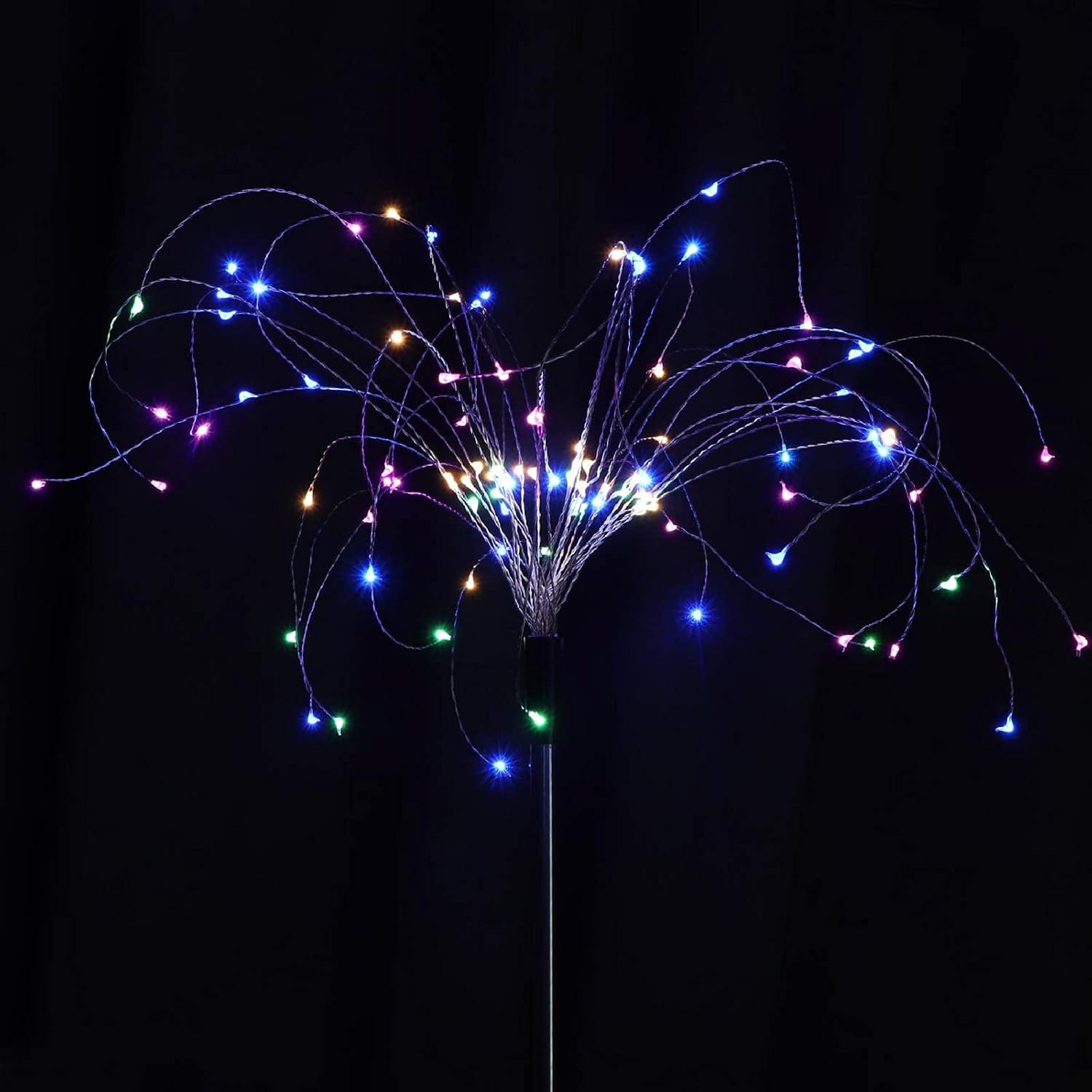 Solar Lights Outdoor Decorative Firework Lights Colorful LED Solar String Lights with 2 Lighting Modes for Garden, Patio, Yard, Flowerbed, Fathers Day Gifts (Multicolor)