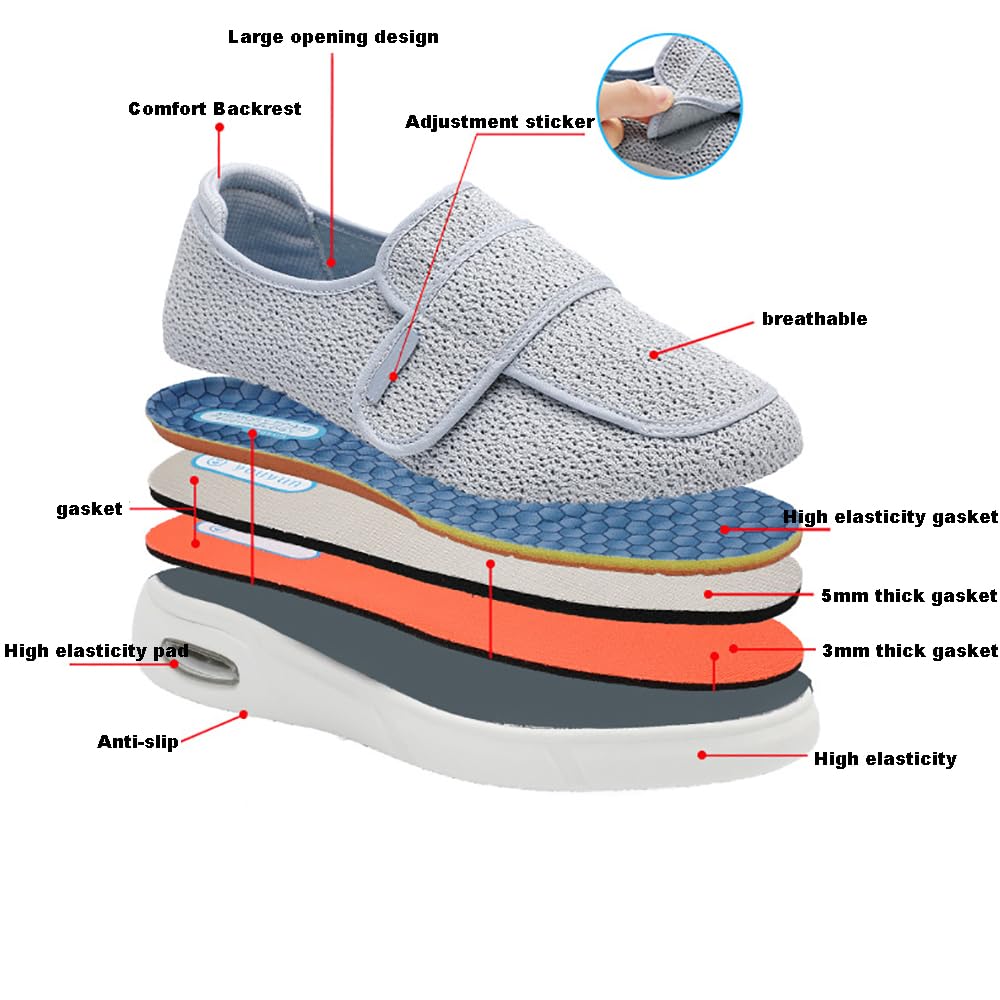 Buty dla cukrzyków, letnie, ortopedyczne, bardzo szerokie buty do chodzenia, dla mężczyzn i kobiet, buty zdrowotne, sandały, podeszwa, bezszwowe buty zdrowotne, dla seniorów, opuchnięte stopy