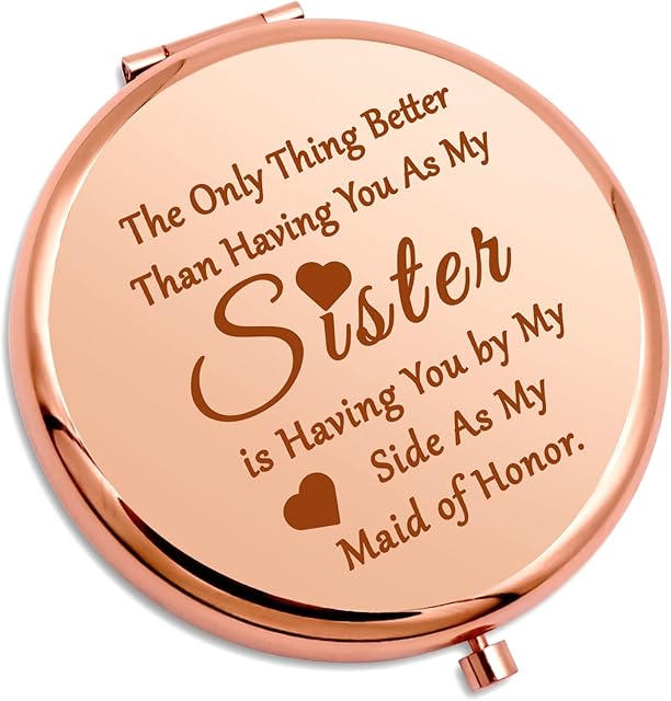 Bridesmaid Thank You Gift For Sister Wedding Gift Compact Makeup Mirror Bachelorette Party Gift Maid Of Honor Gift Best Friend Friendship Gifts Compact Mirror Bridal Shower Gift Pocket Makeup Mirror