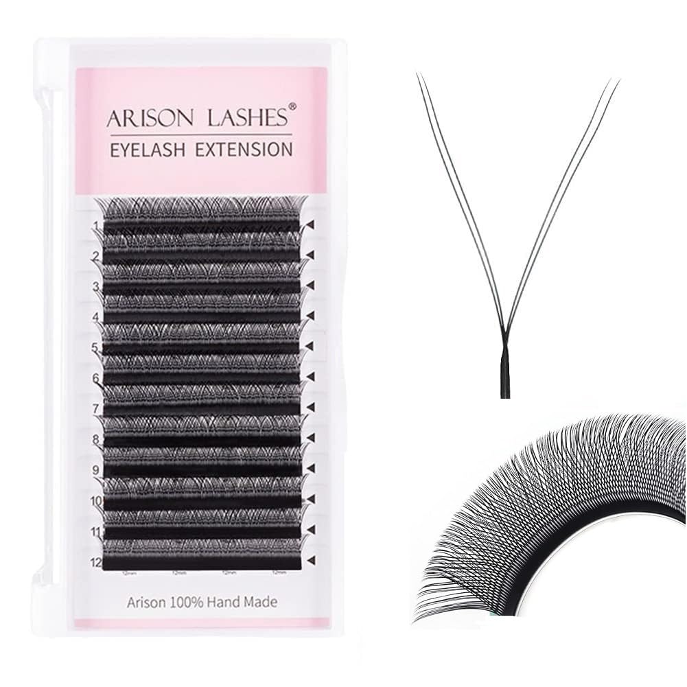ARISON LASHESYY Eyelash Extension y Lashes 0.07mm D Curl Mix Tray 8-15mm Premade Fans Volume Y Shape Faux Mink Matte 12 rows Cluster pre Fanned Soft Eye Lashes