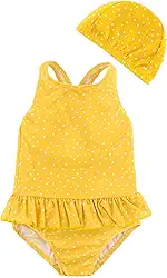 Maiô feminino com chapéu, roupa de banho infantil Rash Guard para crianças de 9 meses a 10 anos