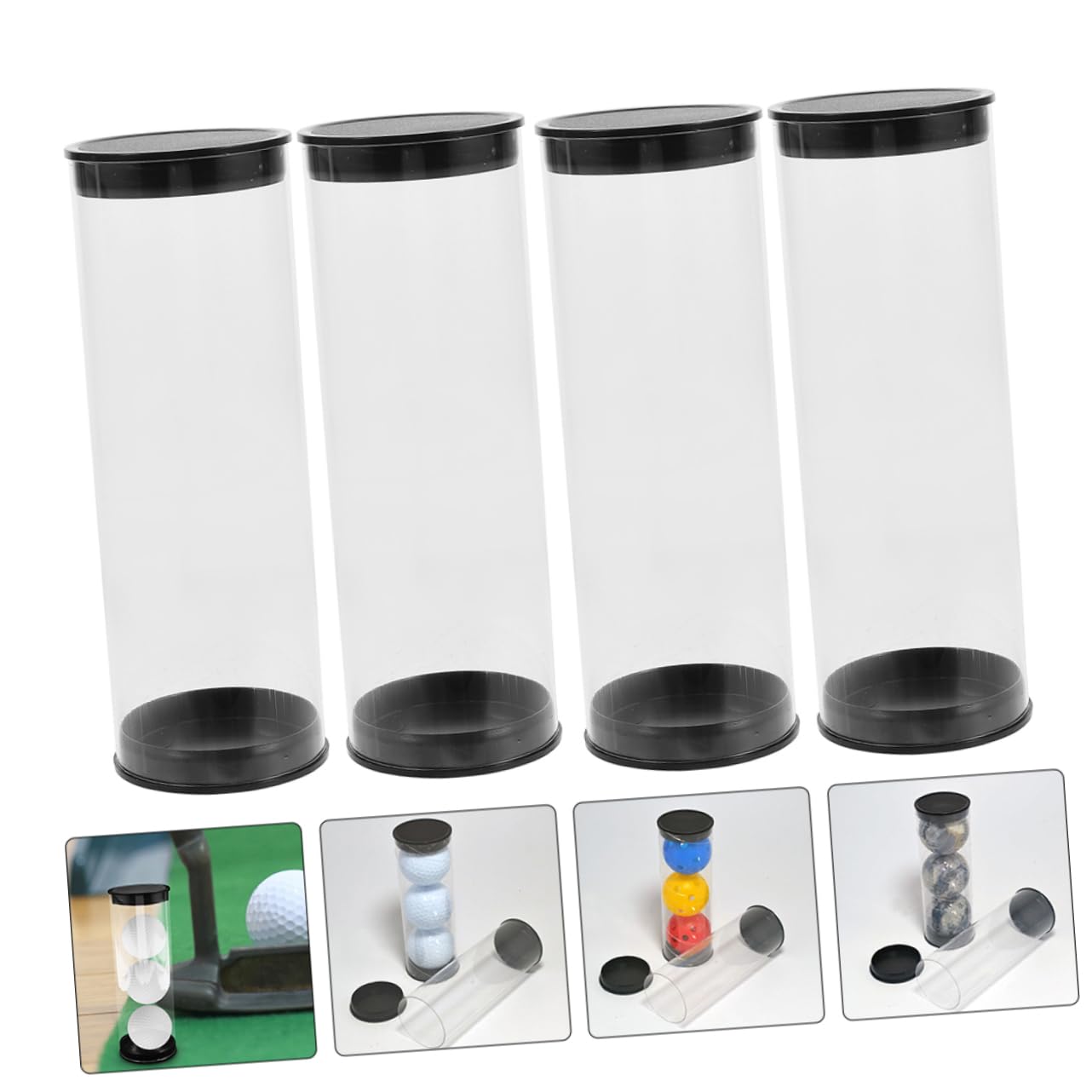 HANABASS Barril de Golf recipientes Transparentes para de Golf organizadores de Golf Estuche para Golfs Caja para Transportar Golfs Tubos de plástico con Tapas Caso