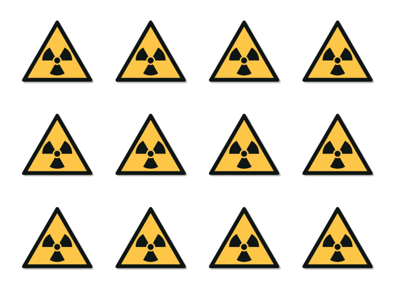 Warning against radioactive substances or ionising rays: W003 - DIN EN ISO 7010 / ASR A1.3 - Sticker: diameter 2.5 cm, pack of 12