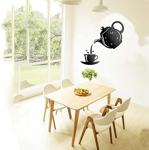 Miniatura 3 de SDCM Creativo DIY Taza de acrílico para café tetera 3D DIY Reloj de pared decorativo cocina Relojes de salón pared comedor hogar Decoración reloj