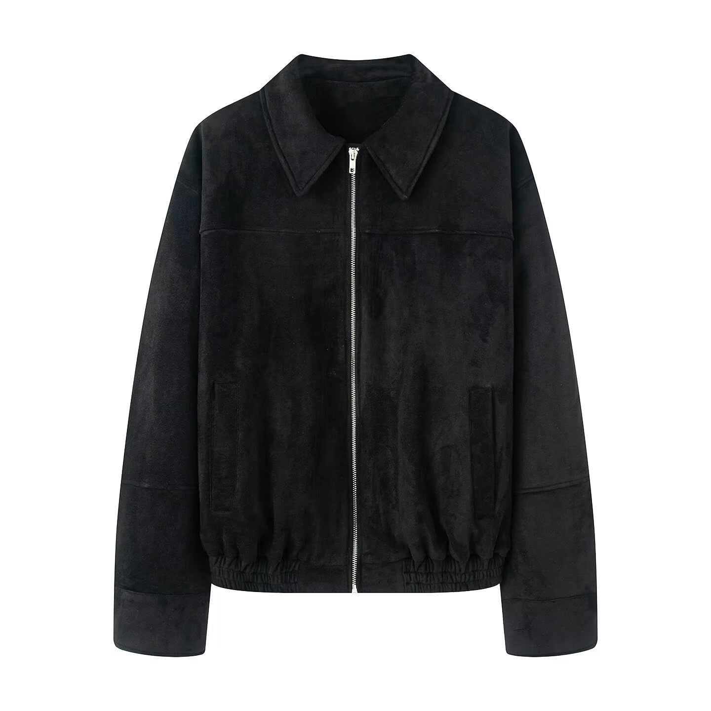 Generisch Bomberjacke Damen Herbst Wildlederjacke Damen Mantel Winter Locker Übergangsjacke Elegant Einfarbig Winterjacke Warm Pilotenjacke Leichte Herbstjacke Mit Reissverschluss Hemdjacke