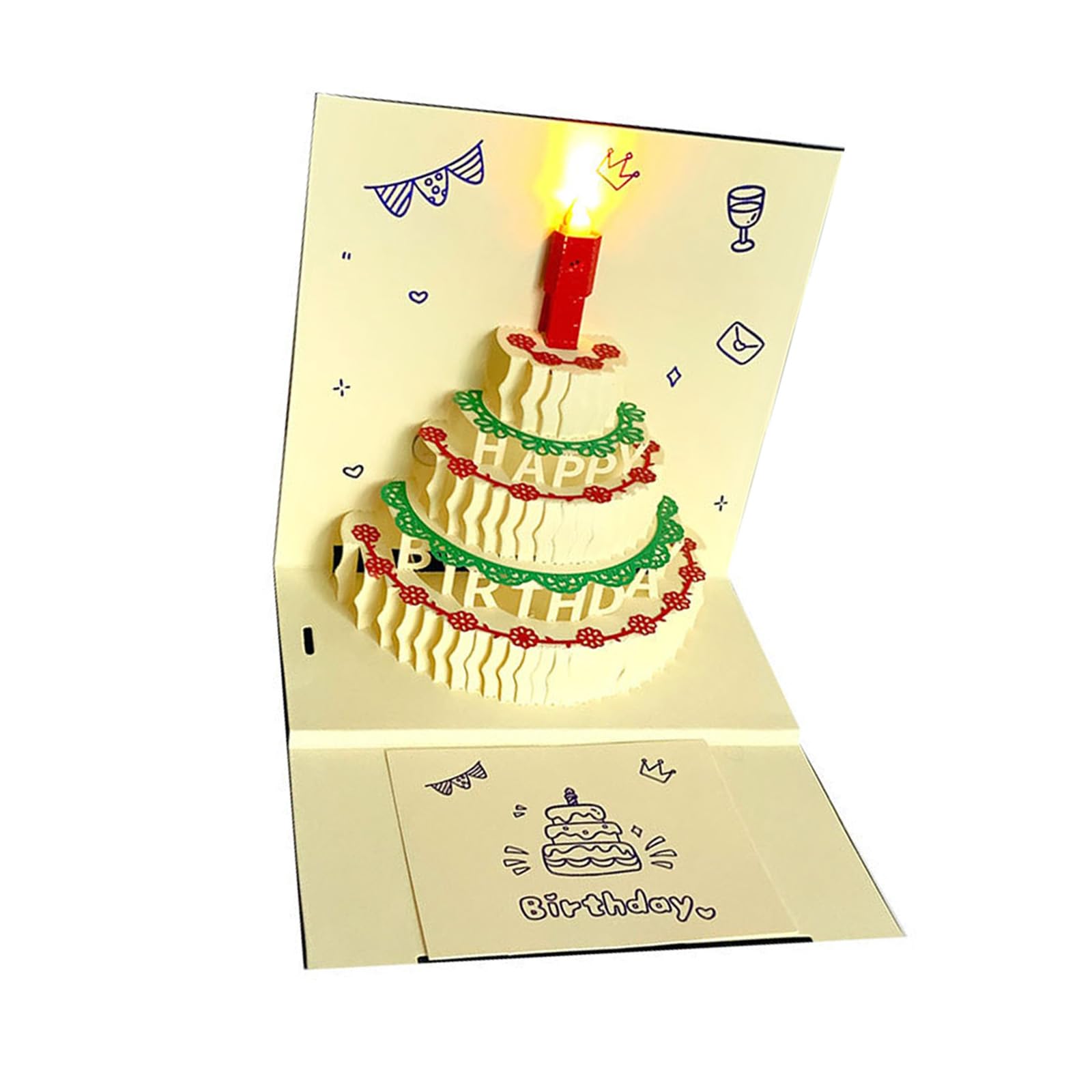Jazuaiao 3D Birthday Cake Card Unique 3D Popup Greeting Card with Musical and Light Effect for Celebration Unique Celebration