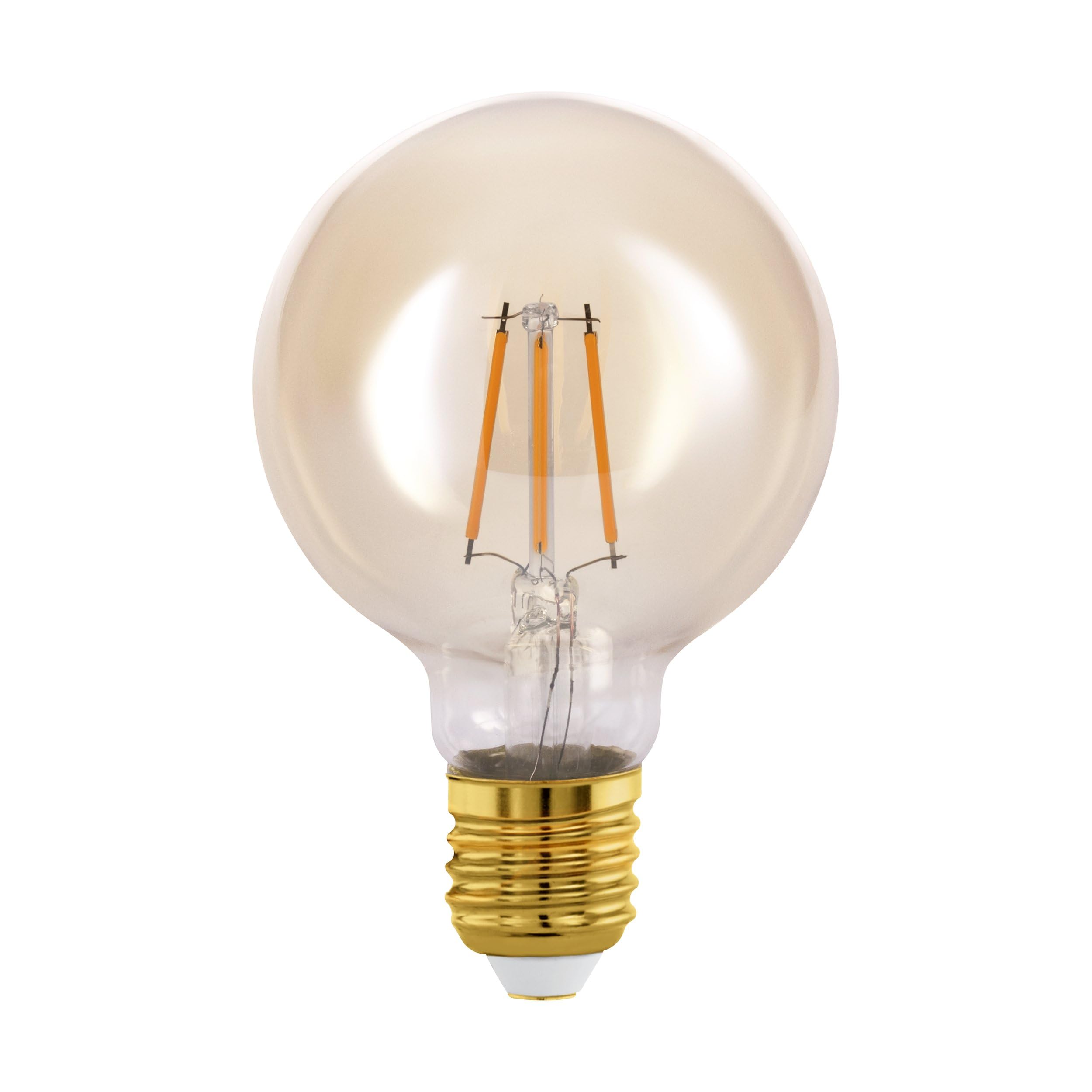 EGLO E27 LED Lampe, Amber Vintage Glühbirne, Globe Leuchtmittel für Retro Beleuchtung, 4 Watt (entspricht 32 Watt), 350 Lumen, warmweiß, 2200k, Edison Birne G80, Ø 8 cm