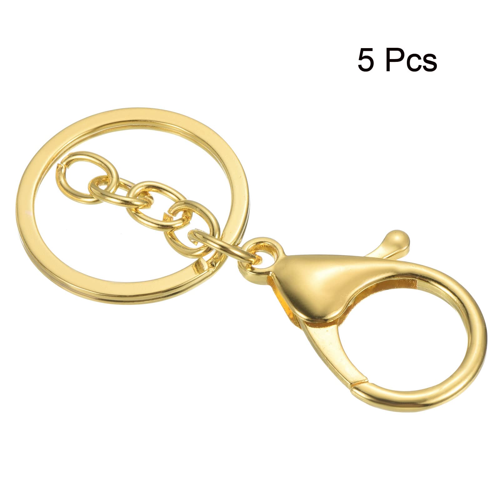 PATIKIL Key Chain Rings, 5 Pack Lobster Clasp Keyring Trigger Clip Keychain Holder for DIY Decorations, Golden - Image 3