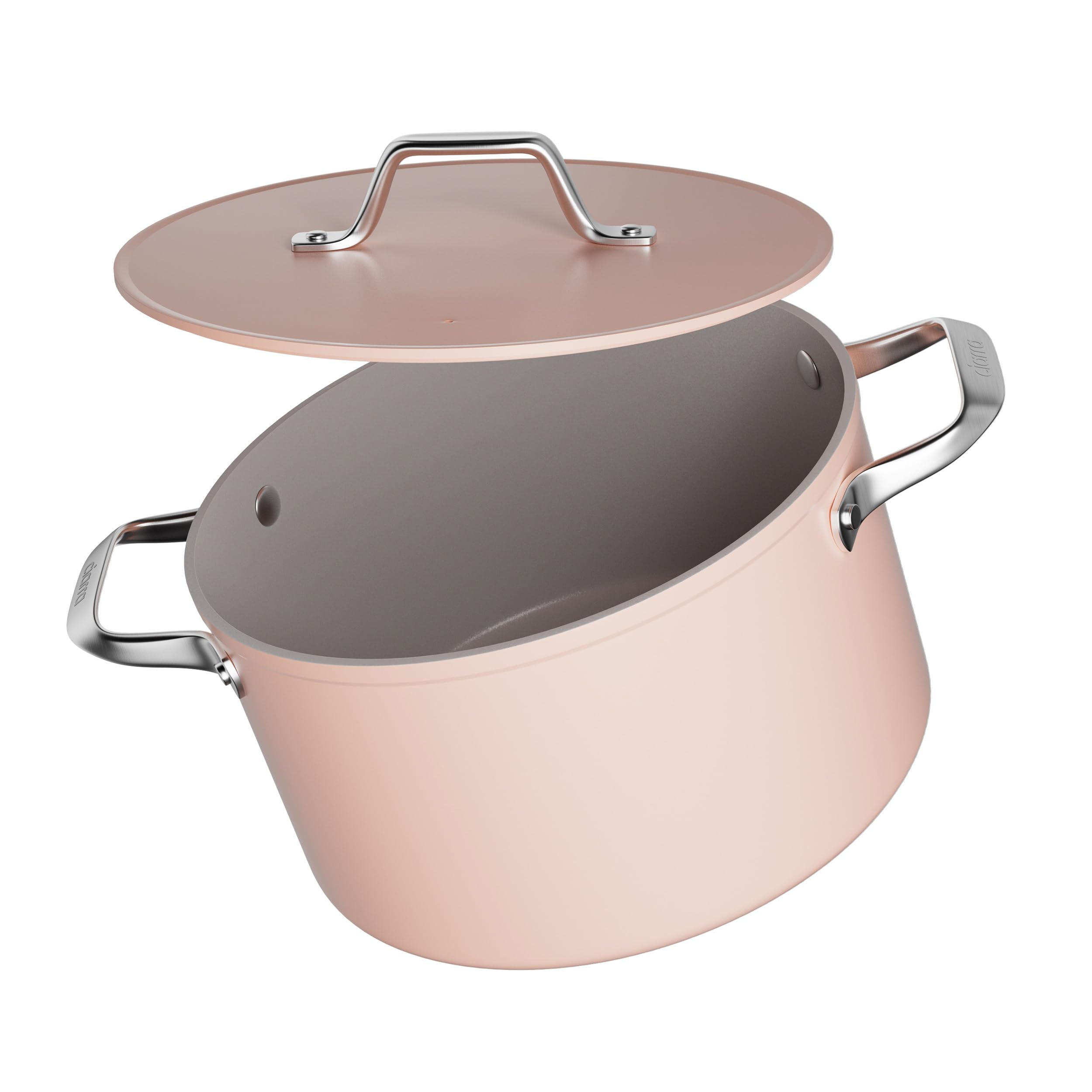 CIARRANonstick Dutch Oven with Lid, 6.2 QT Ceramic Dutch Oven with Dual Handles, Non Toxic, PTFE & PFOA Free, Oven Safe & Compatible with All Stovetops, Pink