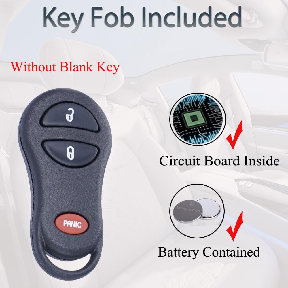 SUPALAND Key Fob Replacement Fits for Dodge Ram 1500 2500 3500 2002-2005, Chrysler Town Country Voyager 1999-2003,Dakota 2001-2004, Durango 2001-2003, Caravan 1999-2003 Remote Control GQ43VT17T