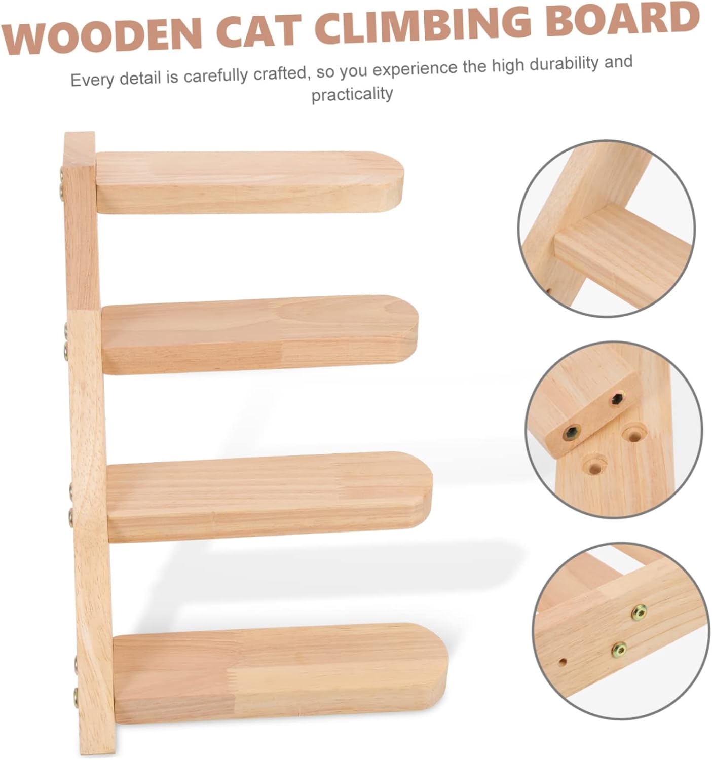 Cat Wall Steps Wooden Climbing Platform for Indoor Cats with Safe Solid Design for Playful Kittens and Climbing Fun