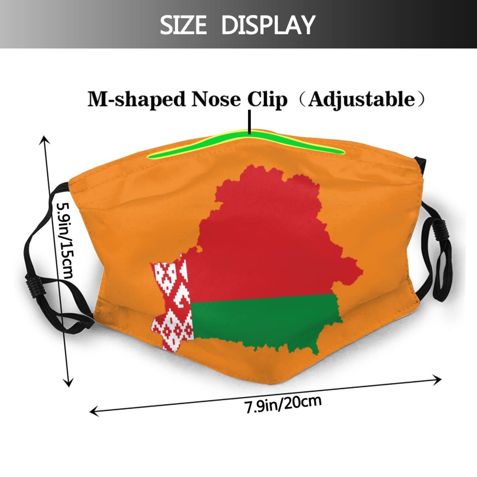 Flag Map of Belarus Mask Protect Respiratory System Breathe with Peace of Mind Black