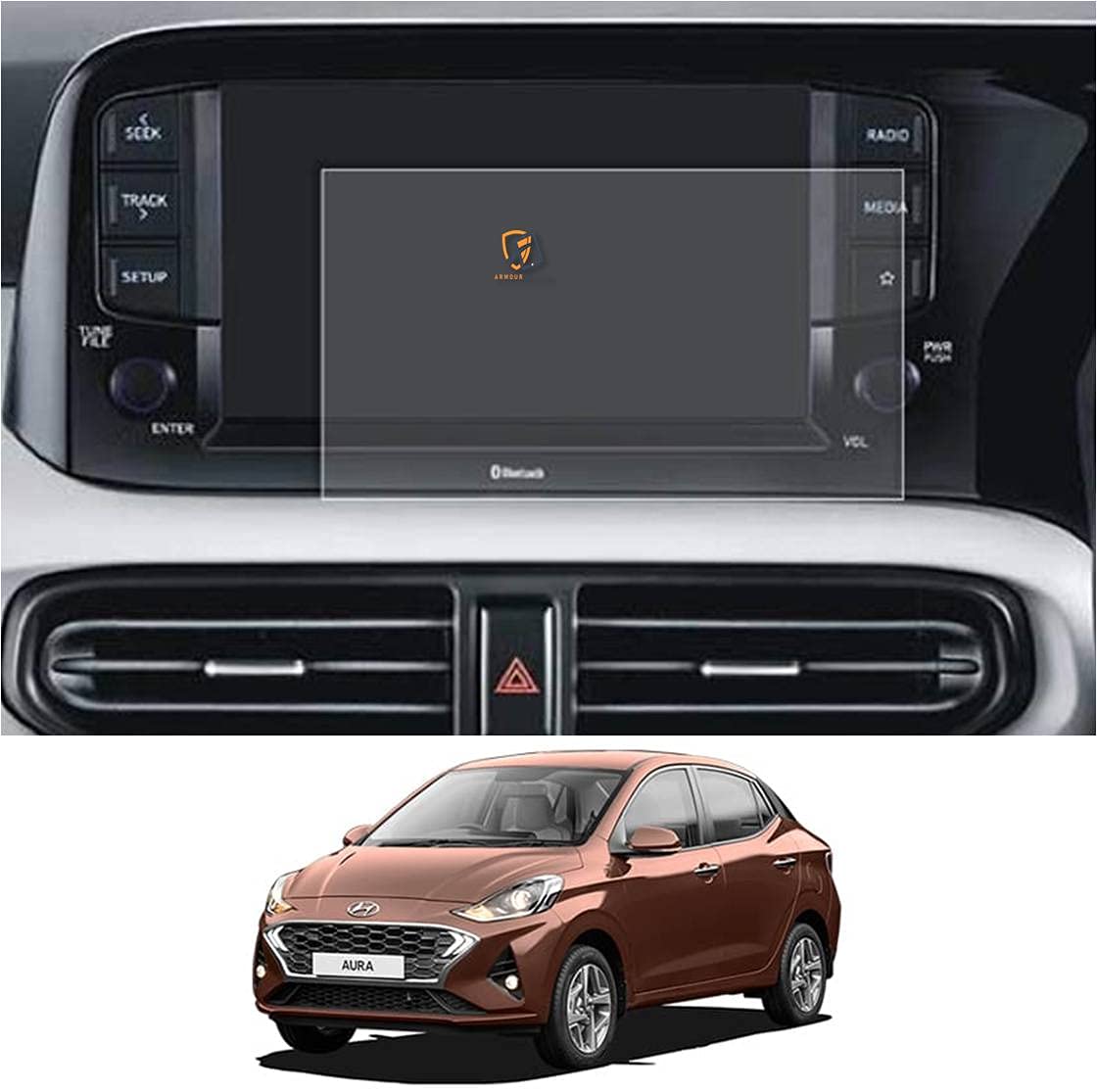 HYUNDAI AURA Car Infotainment System Accessories Unbreakable Screen Guard (Petrol & Diesel) (Transparent)-image-29