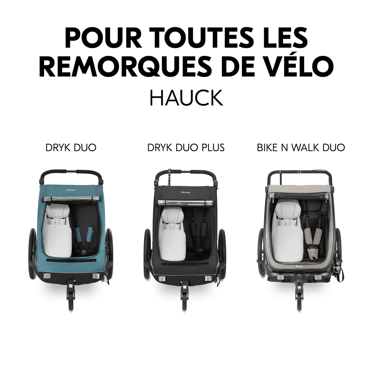 Hauck Hamac Remorque Bébé Velo Baby Lounger 2 Dryk Duo Gris Siège Nouveau-Né Harnais 5 Points