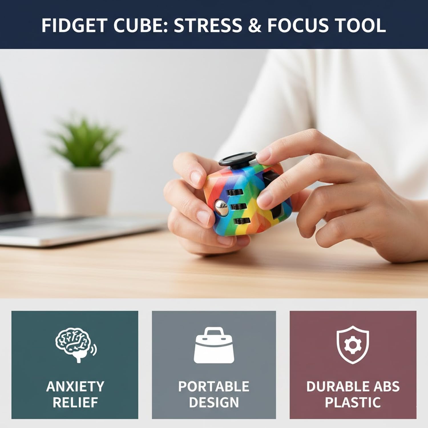 Lotsdonxia Fidget Cube - Multi-functional Stress Relief, 6-Sided Sensory Toy for Focus and Anxiety Management - Image 3