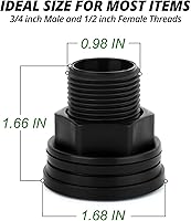 Vista 7 de Conectores de montaje de mamparo de PVC de 2 piezas, macho de 3/4 pulgadas, barril de lluvia para tanque de agua hembra de 1/2 pulgada, kit
