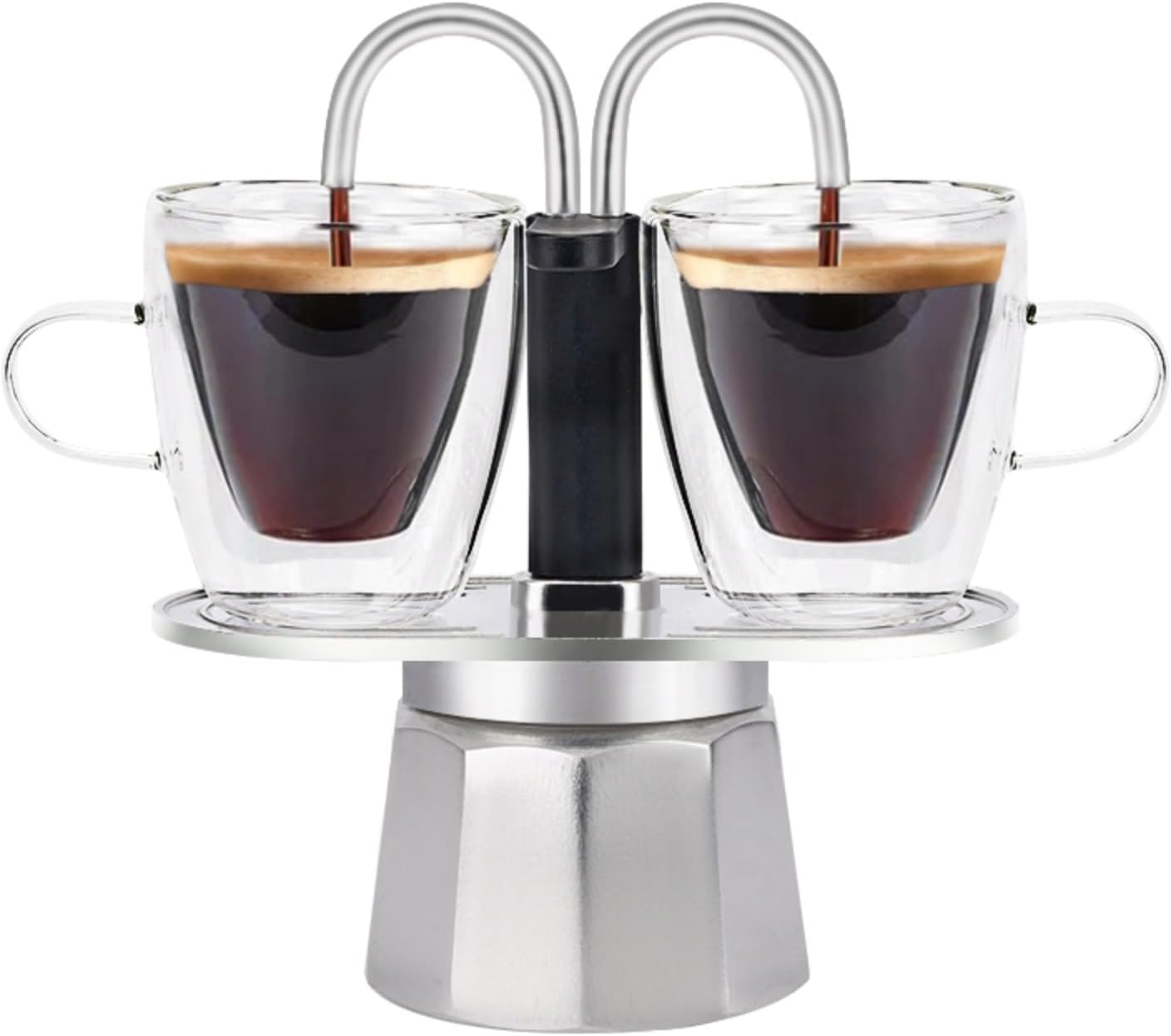 MVPLUE-Mini Express Double Tube Moka Pot Aluminum Viva Magenta,Share fresh delicious coffee with a friend