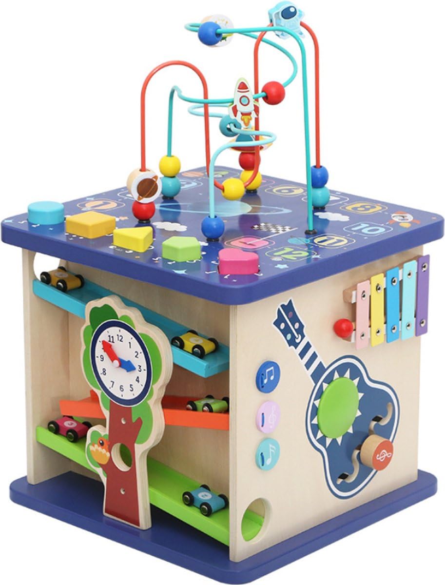 Montessori-Aktivitätswürfel – Beschäftigungsbrett zur Intelligenzentwicklung – Interaktives Spielhaus für Kleinkinder – Fähigkeiten & Motorik
