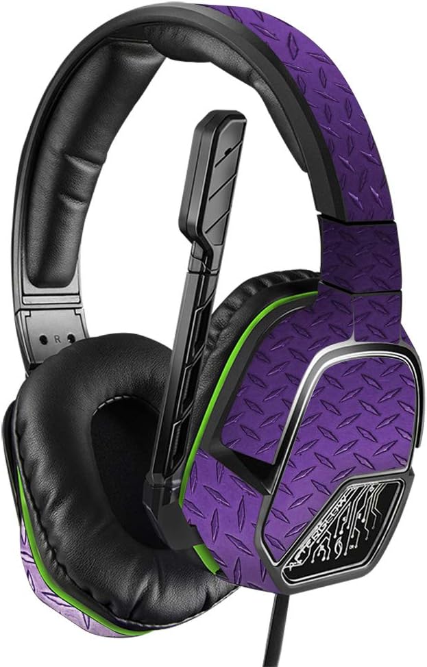 MightySkins Skin Compatible with PDP Xbox One Afterglow LVL 3 Headset - Purple Diamond Plate | Protective, Durable, and Unique Vinyl wrap Cover | Easy to Apply, Remove | Made in The USA