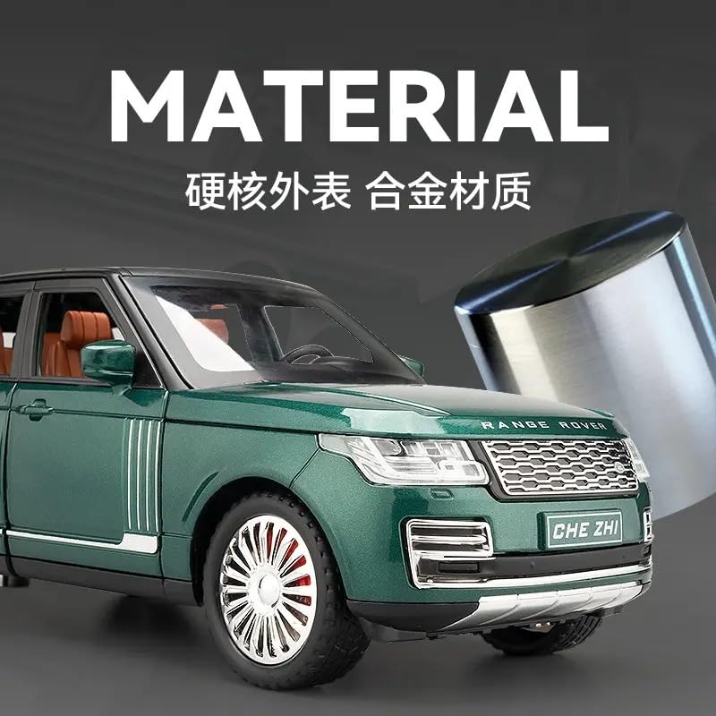 Image of FEXXA 🏎️ Exclusive Alloy Metal Pull Back Die-cast Car Model with Sound Light Mini Auto Toy for Kids Metal Model Toy Car with Sound and Light (1.24 Scale Range Rover SUV-Green)