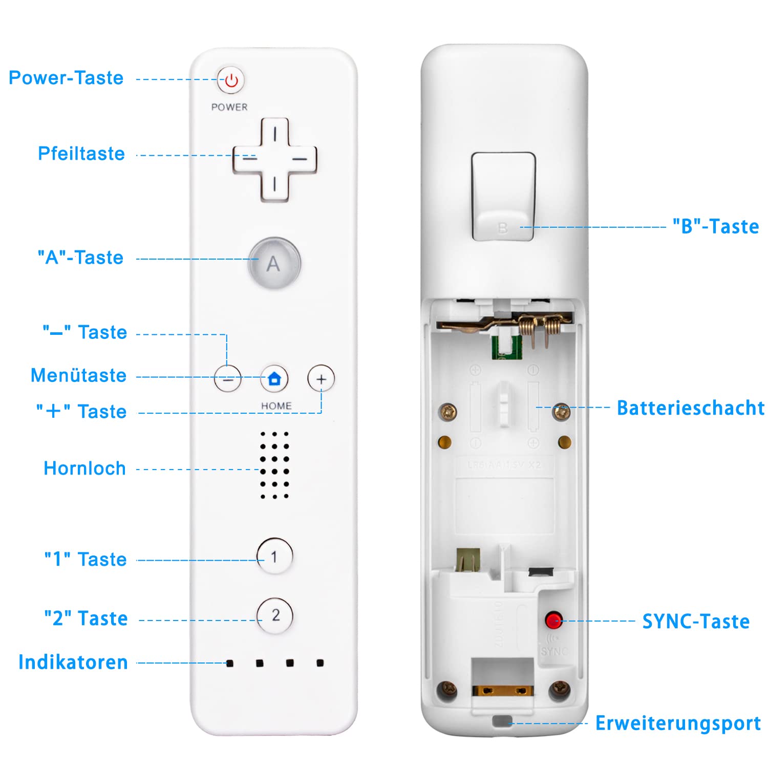 Telecomando per Nintendo Wii/Wii U: Controller con sensore di movimento wireless per console Nintendo Wii, con custodia in silicone e cinturino da polso (bianco)