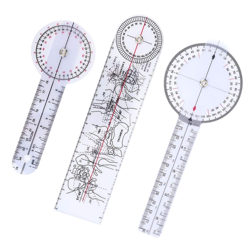 Goniomètre Médical, Plastique Goniometre Kiné Medical Goniomètre 6/8/10 pouces 3 pièces Multi-Règle Goniomètre Angle Colonne Vertébrale