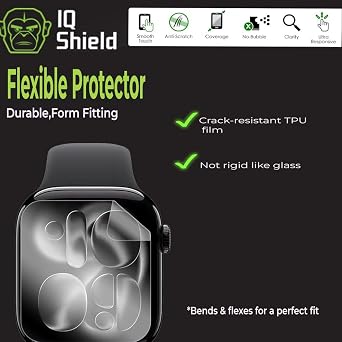 IQShield 6 Pack for Apple Watch Series 11/Series 10 Screen Protector 42mm - Easy Install, Ultra Thin, Smudge Resistant, Anti-Scratch, Anti-Bubble Clear TPU Film