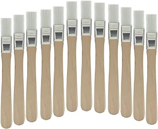 12 Pcs Soft Bristle Paint Brush, 5 Inch Wood Handle Trim Painting Tool Small Paint Brushes, Edge Painting Tool for Walls/Touch Up/Cabinets/Fences（Yellow）