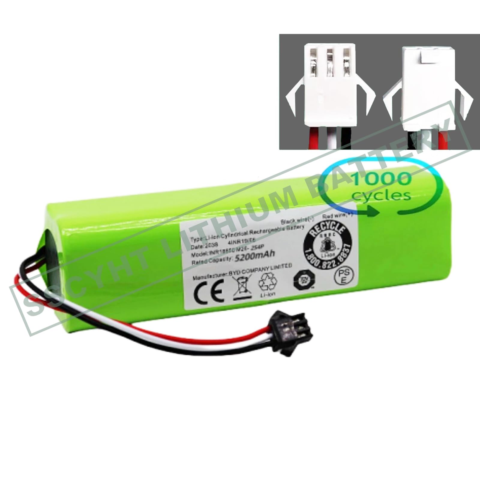 14,4 V 5200 mAh 6800 mAh 12800 mAh Akumulator do odkurzacza robota Akumulator litowo-jonowy do ponownego ładowania w zestawie Baterie zapasowe z wtyczką SM-3P