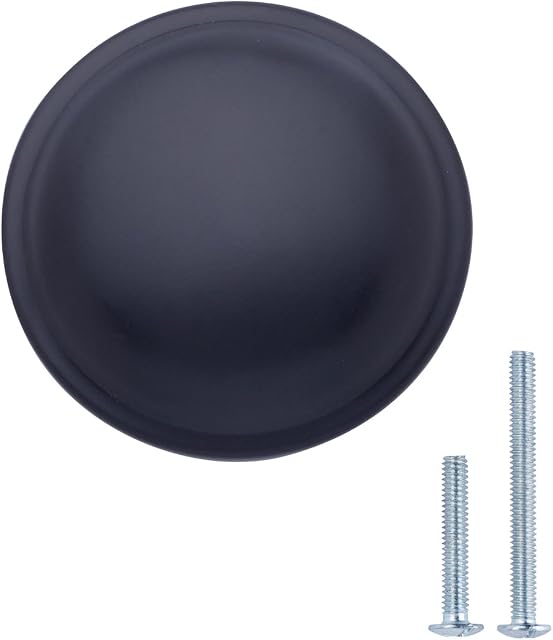 Amazon Basics Mushroom Cabinet Knob, 1.19" Diameter, Flat Black, 10-Pack