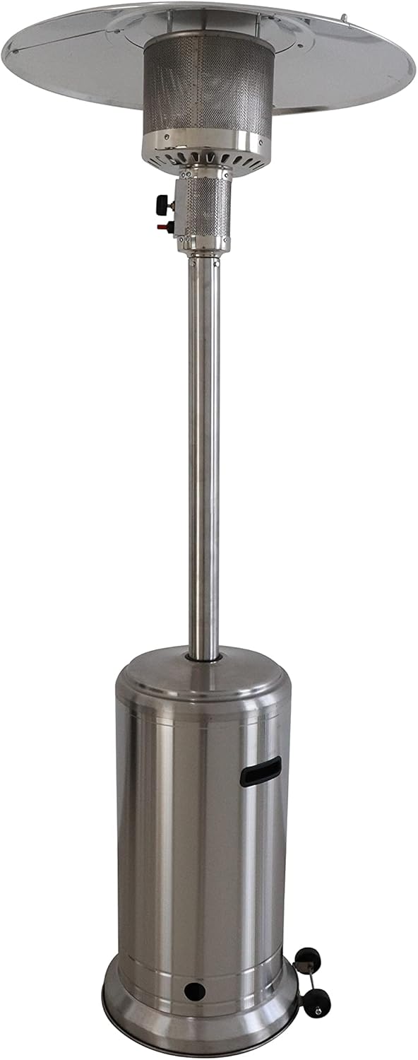 46000 BTU Propane Patio Heater: Modern Stainless Steel Outdoor Heater - 46K BTU High Heat Output & Safety Shut-Off - Perfect for Backyard & Patio Use