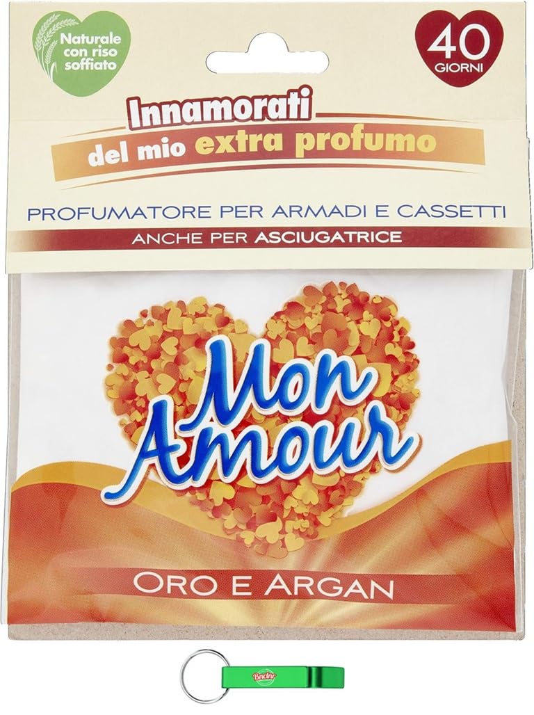 15 sacchetti profumati Paglieri Mon Amour Gold e Argan Profumati – Sacchetti profumati – Deodorante per ambienti di piccole dimensioni, 12 g + portachiavi Beni Culinari