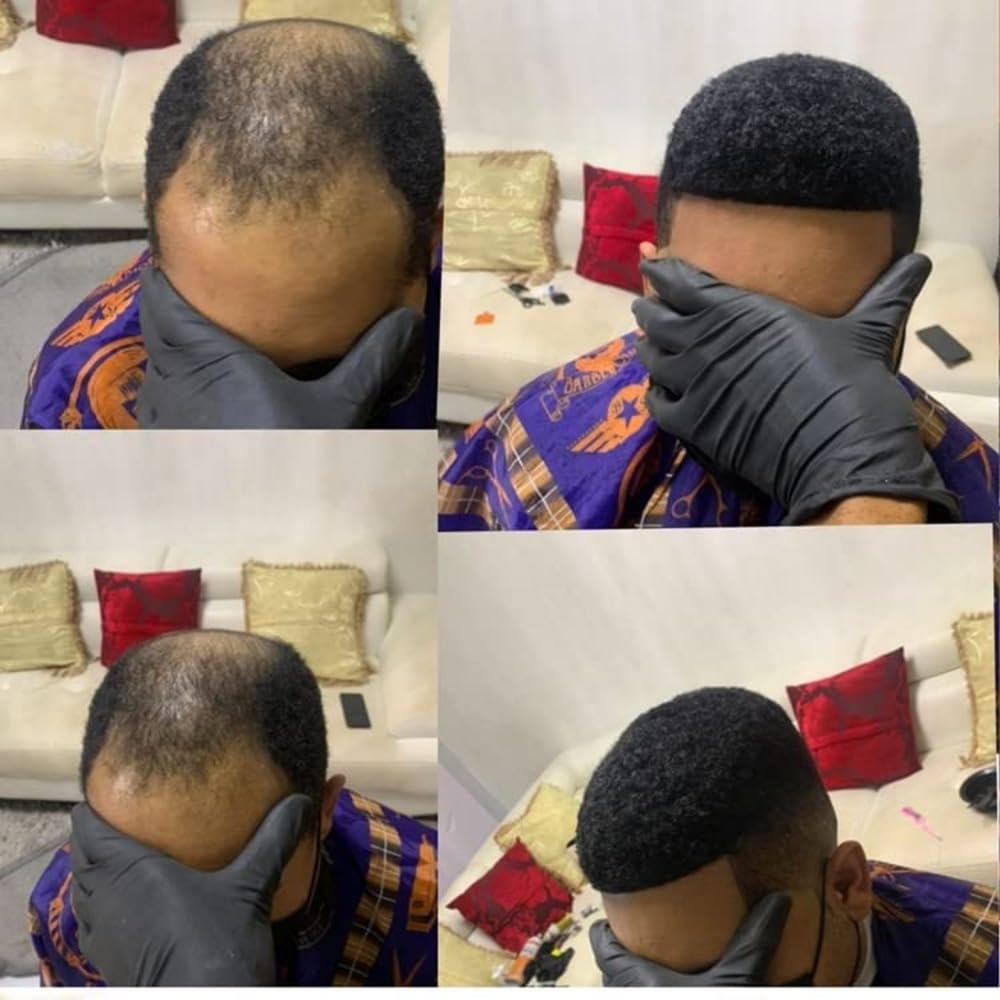 Afro Toupee for Black African Men - Men's Weave, Curly Kinky Afro Hair Replacement Unit, Black Men Wig, African American Hair Toppers - Image 2