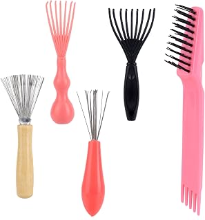 5pcs Hair Brush Cleaner Tool Set, Hairbrush Cleaning Tool Comb Cleaner with Metal Wire & Double-Headed Brush for Home & Salon Use Removing Hair Dust