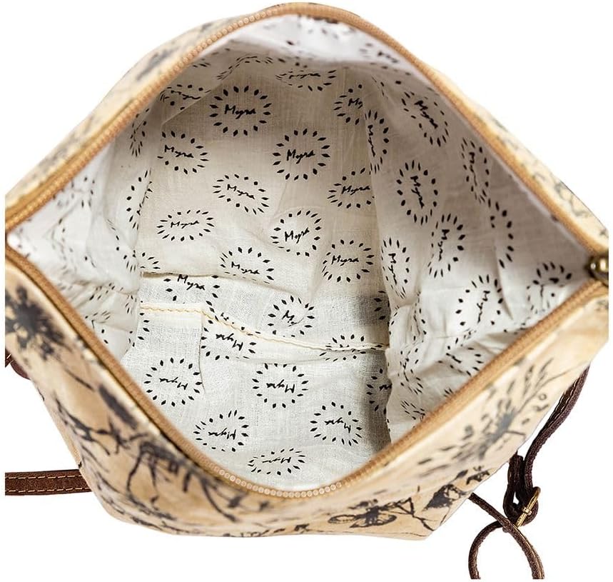 Myra Bag Crossbody Bag for Women - Western Upcycled Canvas & Leather Shoulder Handbag Brown - Image 7