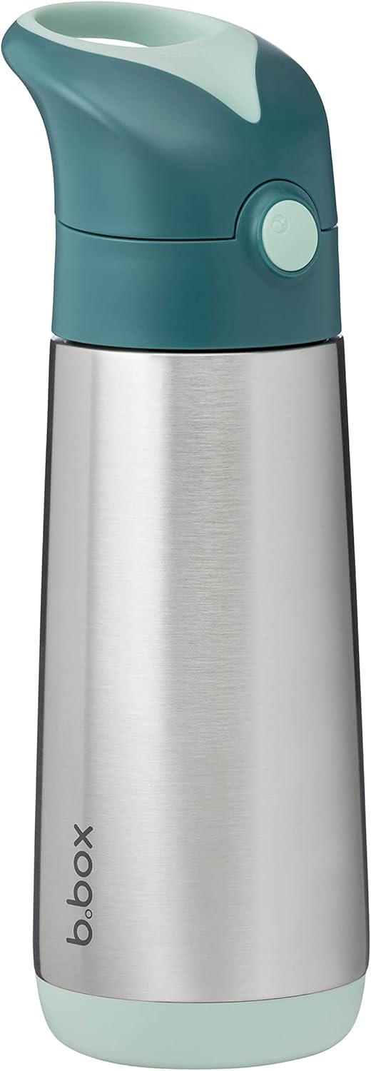 b.box 16.9 oz Insulated Water Bottle - Keeps Drinks Cold 15 Hours, Warm 8 Hours, Triple Wall Stainless Steel Kids Water Bottle w/Free Flow Silicone Straw, Leakproof & Dishwasher Safe