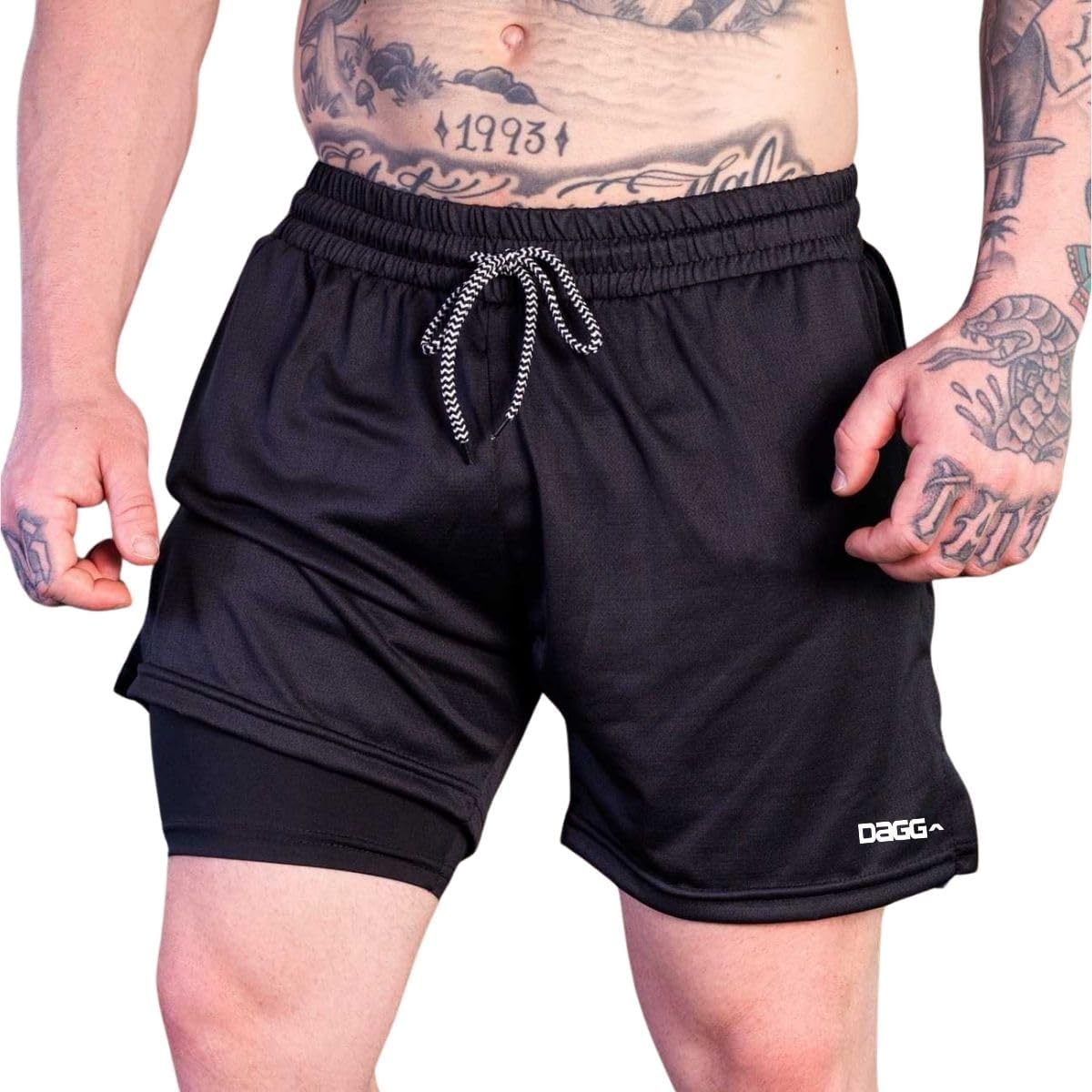 Shorts Bermuda Masculina Esportiva Dagg 2 em 1 com Segunda Pele Calção Academia Corrida Fitness Treino
