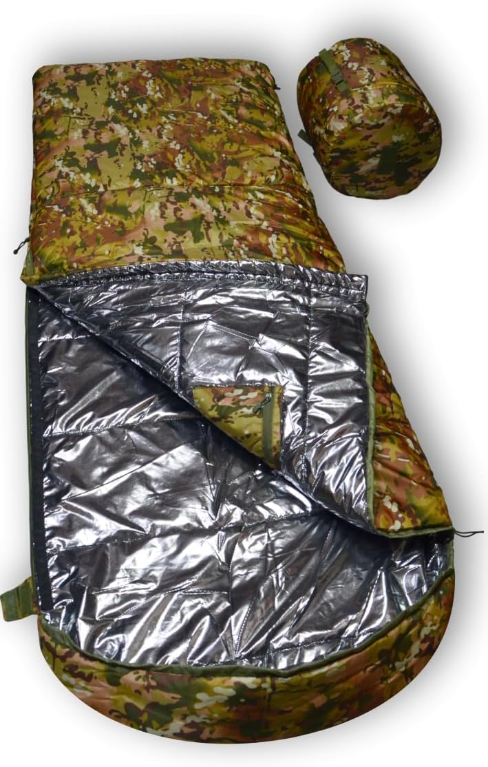 XXL -20°F Extreme Cold Weather Sleeping Bag (0°F Comfort) – Big & Tall Adults 94"x35" Waterproof Military Grade. Camouflage Winter Tactical Sleeping Bag for Hunting, Survival – Made in Ukraine