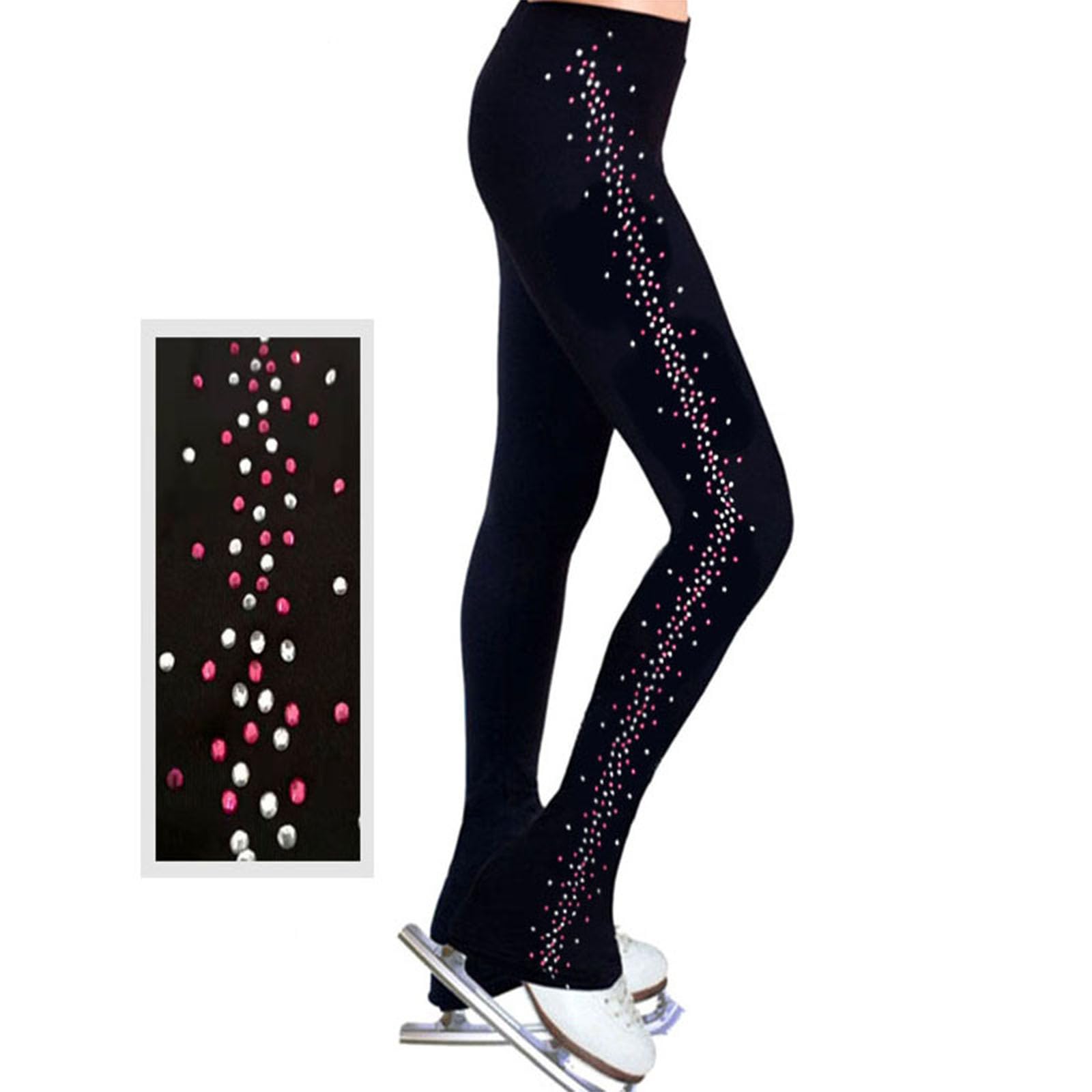 Pantalon de Patinage Artistique Pantalon Patinage Pantalons D'entraînement De Patinage Artistique pour Femmes Collants Chauds De Qualité Leggings De Patinage