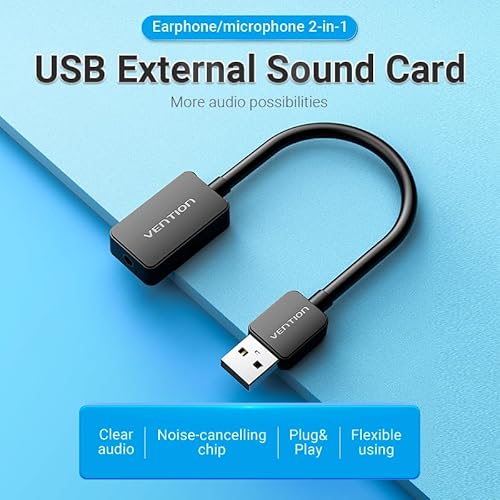 Place de Som Externa VENTION Adaptador USB Para P3 Suporte Fone e Microfone TRRS 3.5mm Adaptador USB