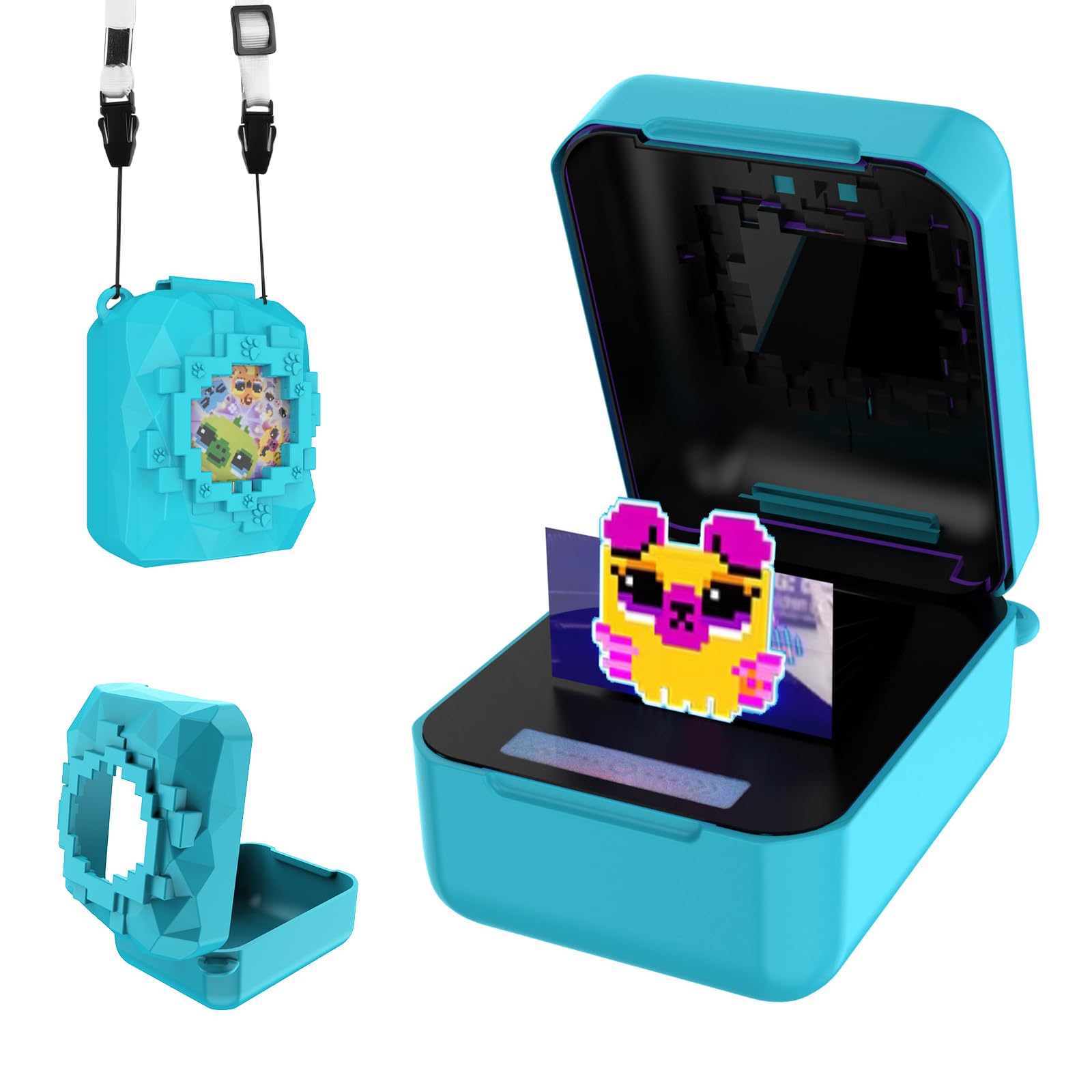 Olycism Silicone Case for Disney Bitzee with Adjustable Lanyard Made from Safe Material Compact and Portable Bitzee Case Effectively Protect Bitzee Interactive Digital Pet for Kids Cyan