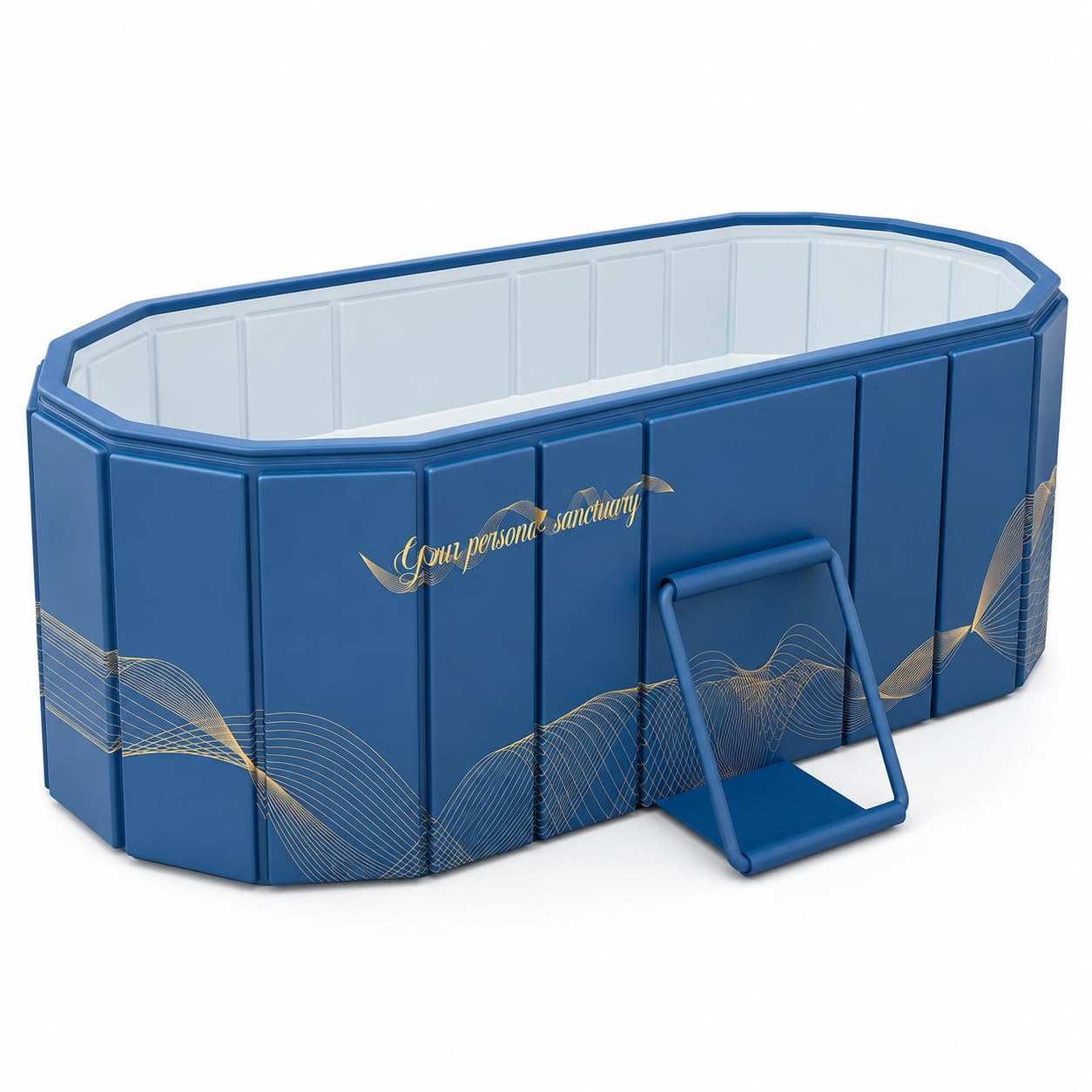 Extra Large Foldable Bathtub for Adults, 59.1”Portable Bathtub with Dual Drainage, Freestanding Soaking Tub for Shower Stall, Collapsible Adult Bath Tub for Small Bathroom, Apartment, Home Spa (Blue)
