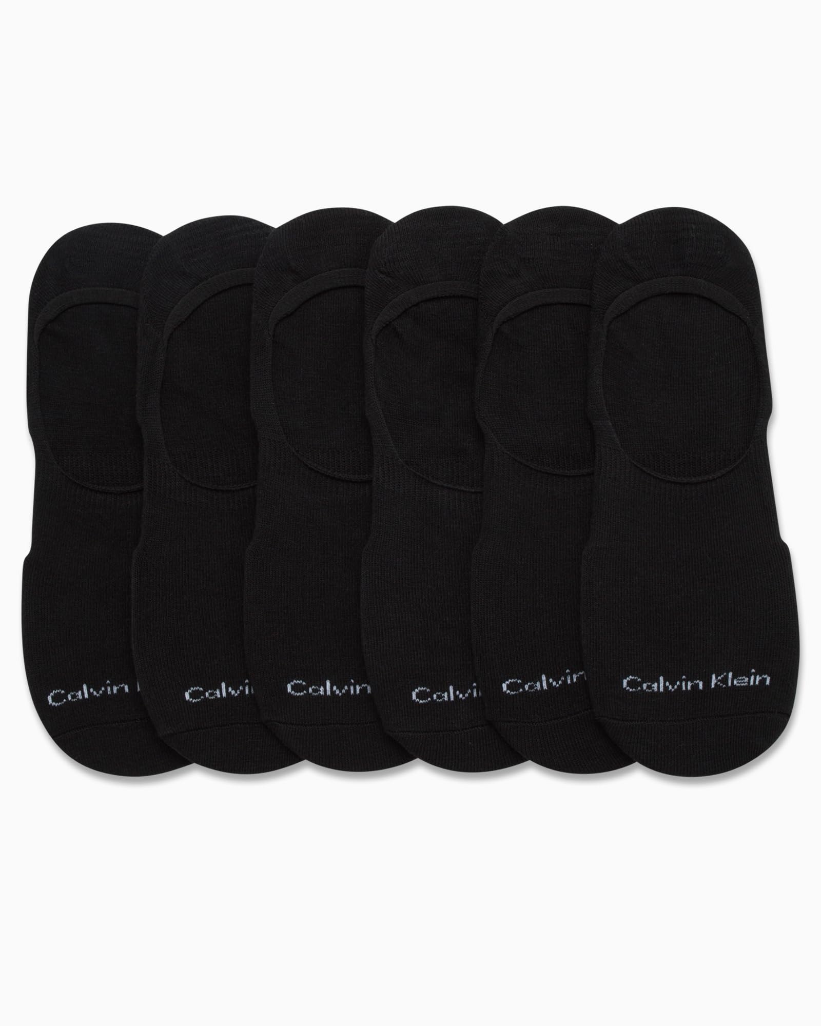 Calvin Klein Calcetines invisibles para hombre, paquete de 6 unidades, mezcla de algodón suave, forro invisible, con agarre en el talón (talla 7-12)
