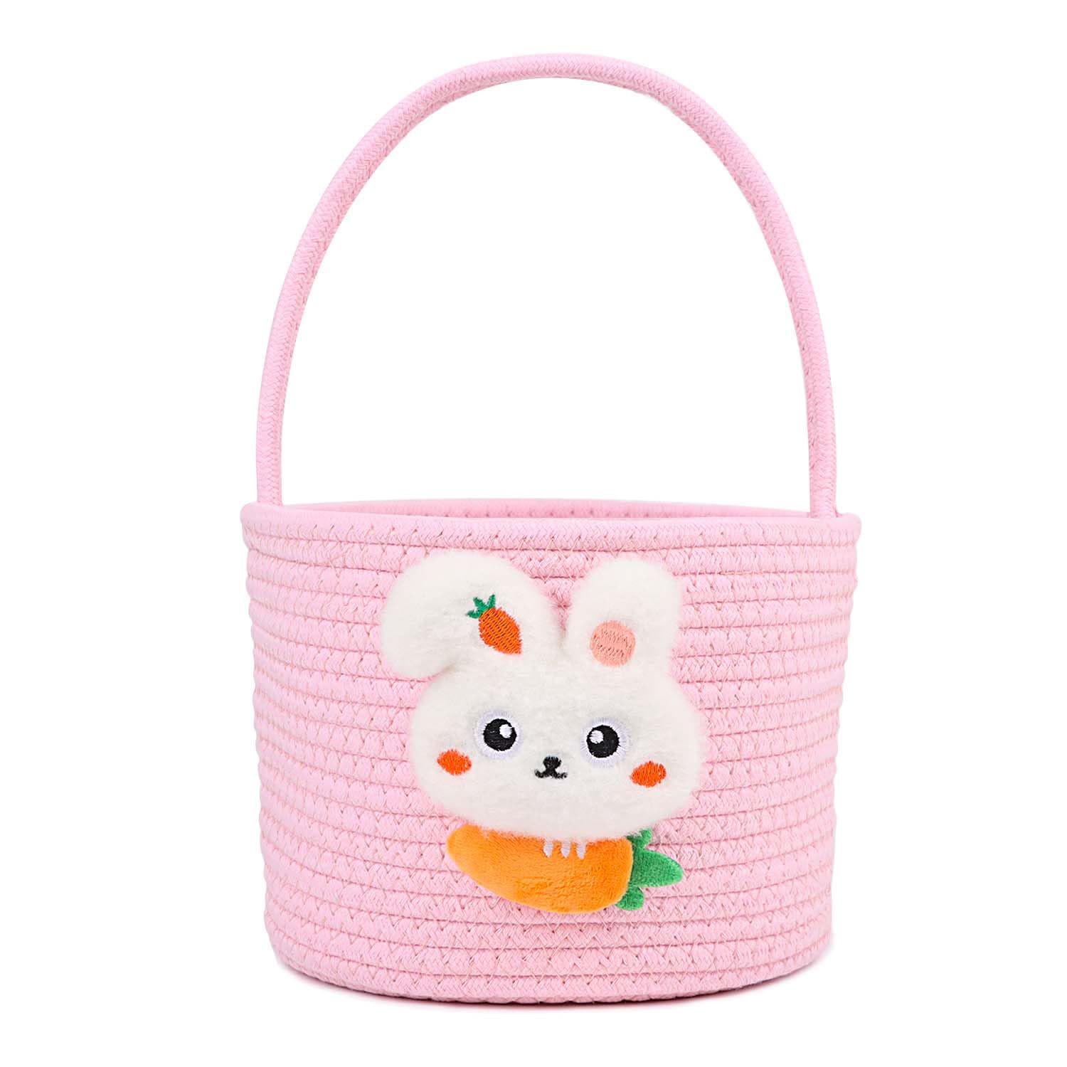 Suloli Yellow Easter Baskets Empty,Easter Egg Baskets Easter Bunny Basket Kids Easter Basket Pink Basket For Easter Eggs Easter Baskets With Handle