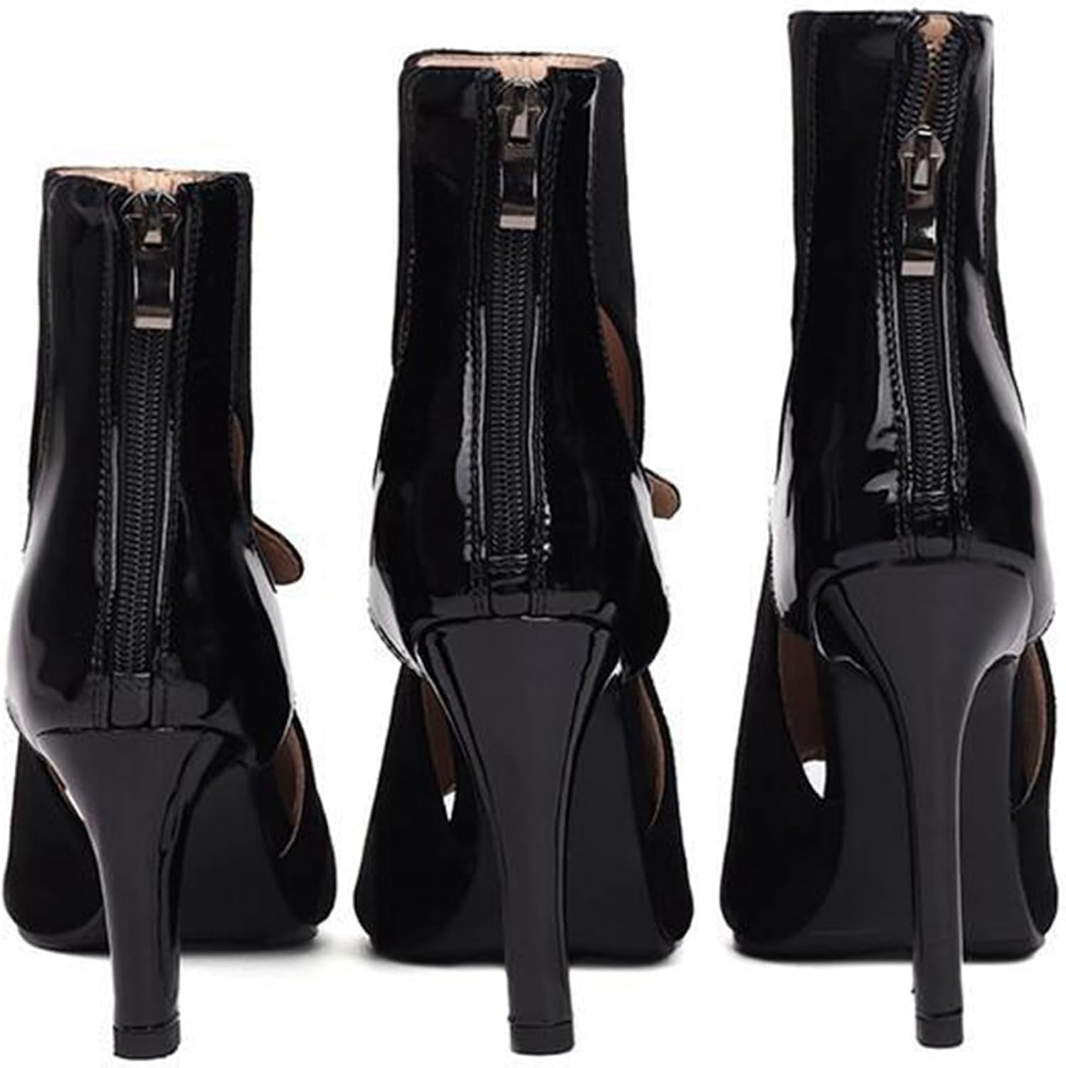 Minishion Outdoor Dancing Heels for Women Open Toe Dressy Ankle Booties Z001