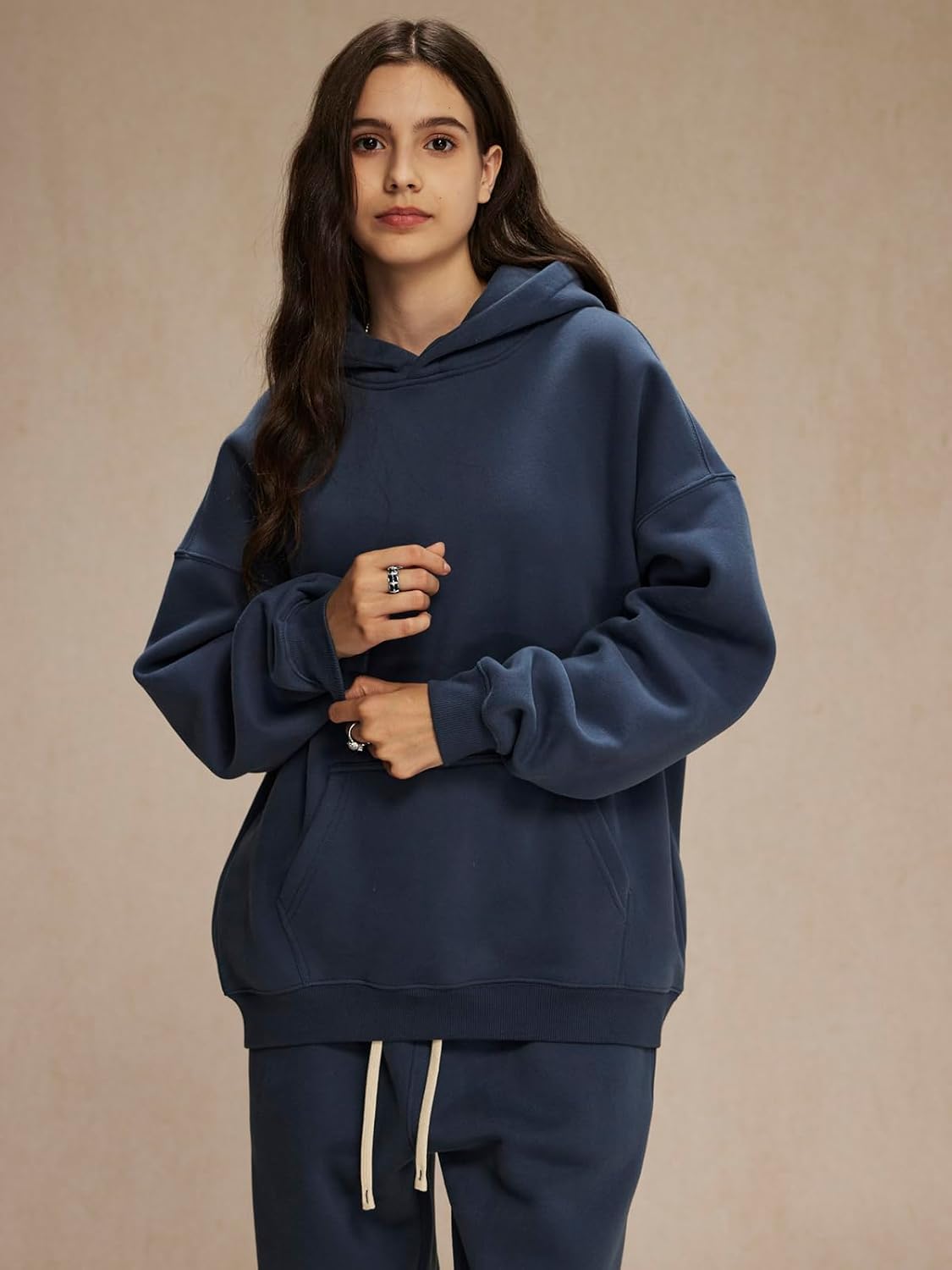 KEEPSHOWING Mens Hoodies Vintage Oversized Hoodie Acid Wash Fleece Pullover Plush Heavyweight Streetwear Sweatshirts - Image 2